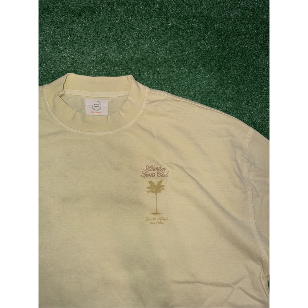 River Island Boxy Fit Yellow Graphic T-Shirt Men's Size Small Short Sleeve Tee - Picture 3 of 6